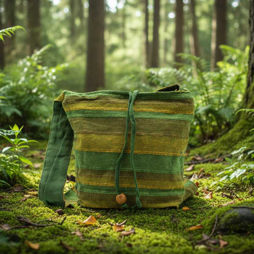 Handgemaakte schoudertas nepal groen