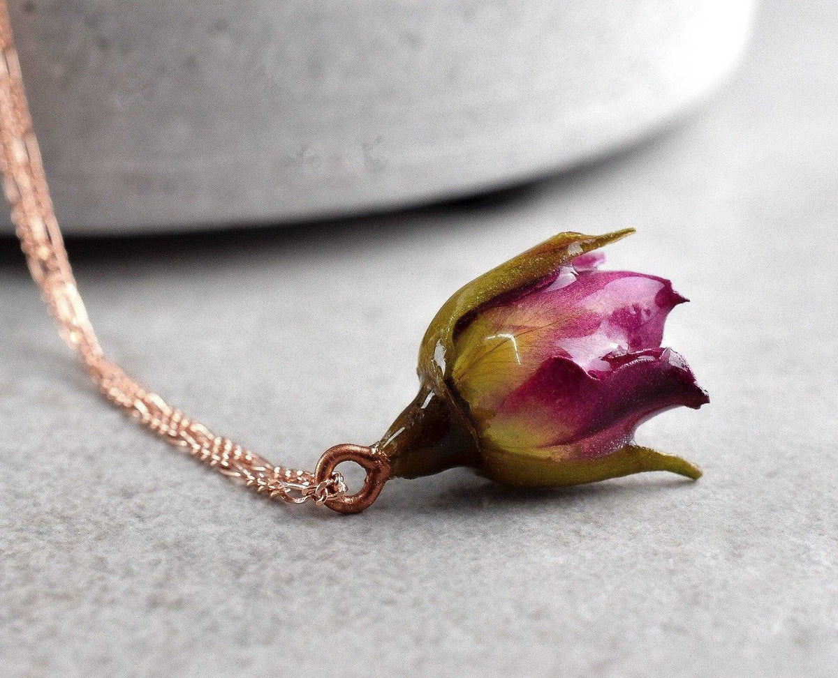 Echte rozenknop ketting