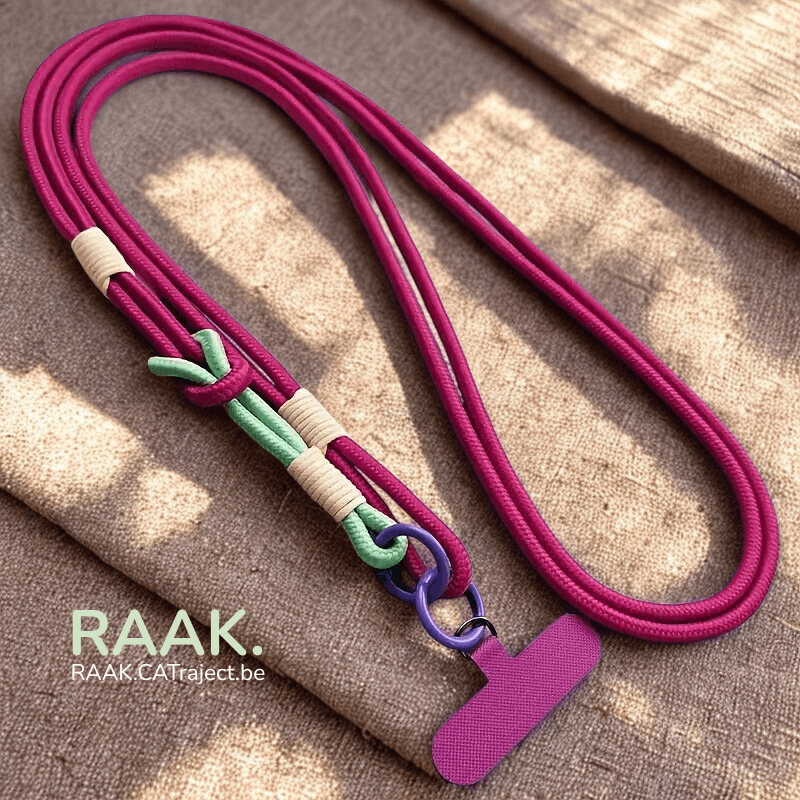 Verstelbare lanyard met telefoonhouder in roze, lichtgewicht en praktisch voor onderweg