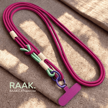 Verstelbare lanyard met telefoonhouder in roze, lichtgewicht en praktisch voor onderweg