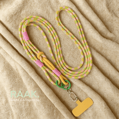 Kleurrijke verstelbare lanyard met telefoonhouder en sleutelhanger