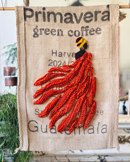 overzicht tuftwerk op koffiedoek