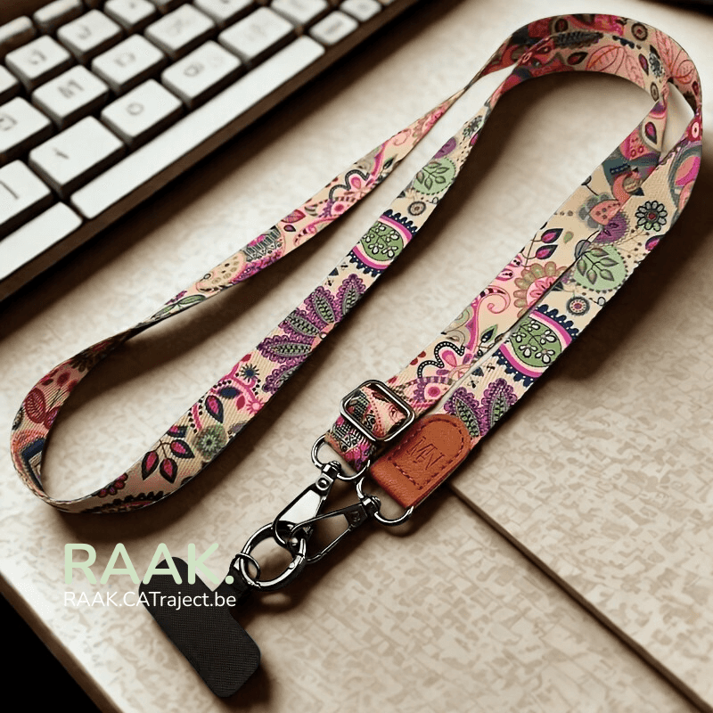 Kleurrijke bloemenprint verstelbare telefoonkoord lanyard voor smartphone