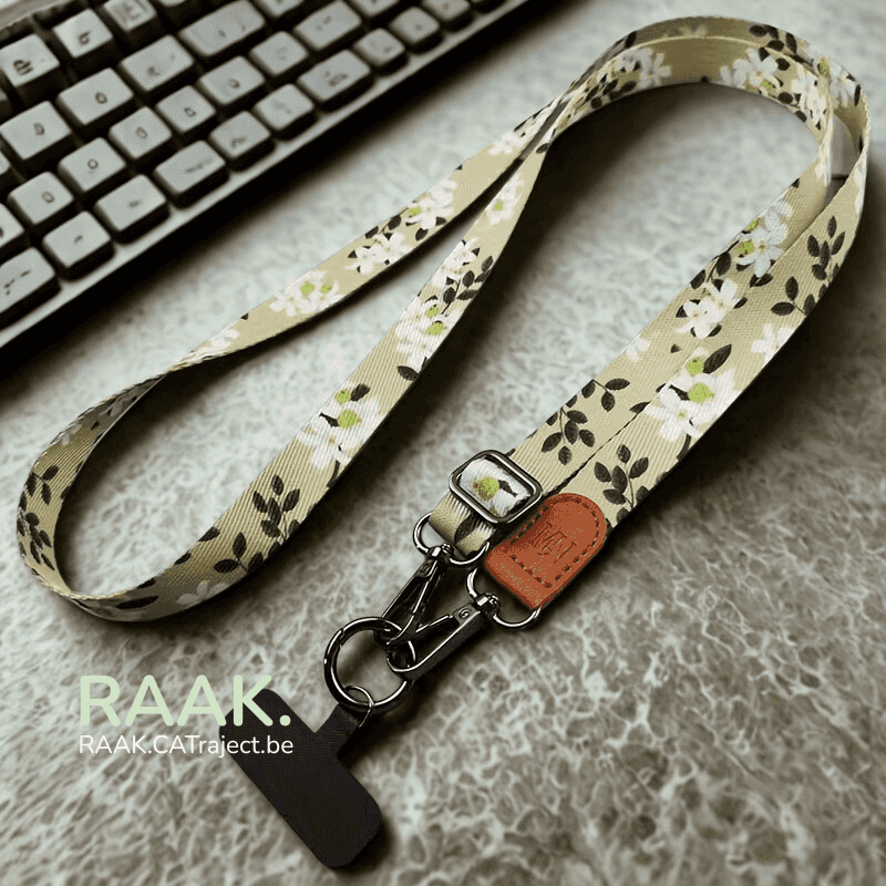 Bloemenpatroon verstelbare telefoonkoord lanyard met afneembare houder