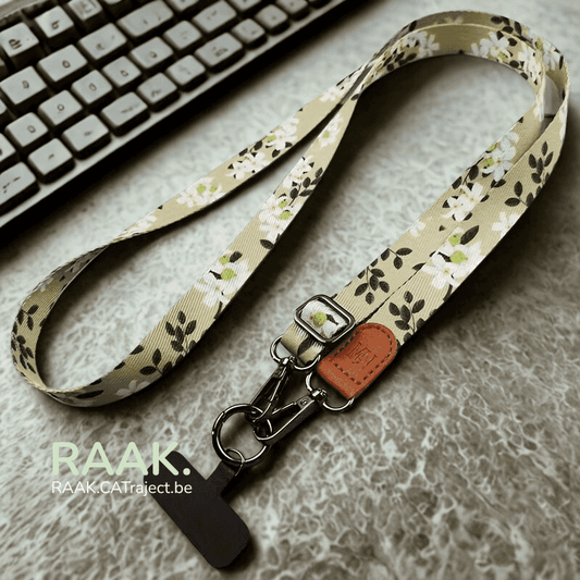 Bloemenpatroon verstelbare telefoonkoord lanyard met afneembare houder